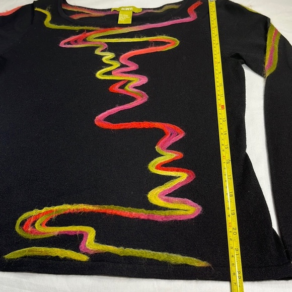 ACORN Abstract Swirl Artsy Sweater Small - black green pink red yellow - Picture 9 of 11